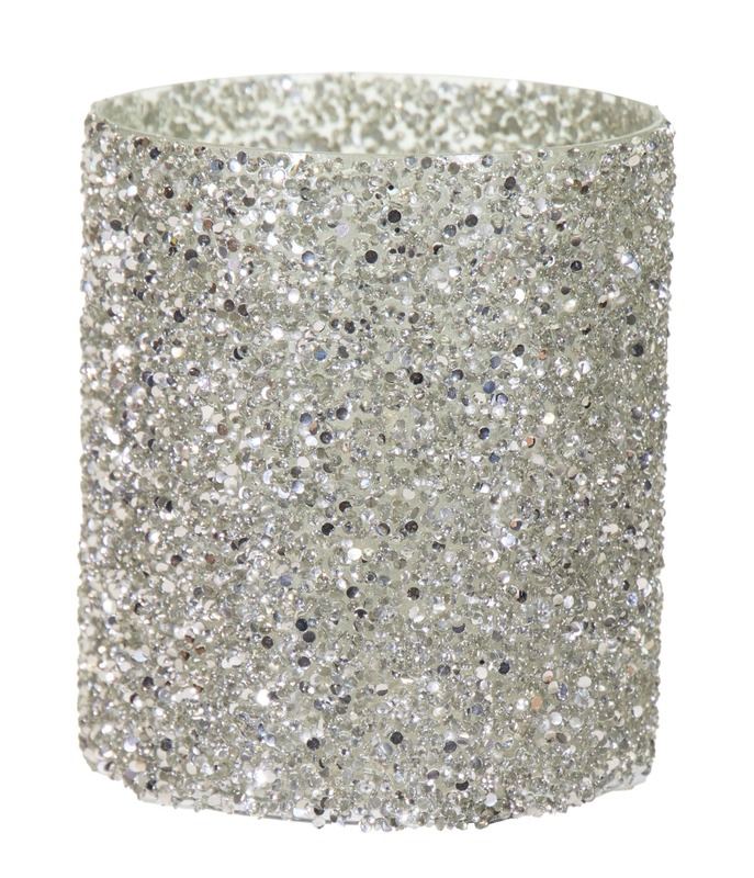 Κηροπήγιο Γυάλινο 13,5x15εκ. Strass Silver Art Et Lumie