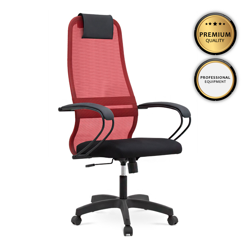 Καρέκλα γραφείου Prince Megapap με ύφασμα Mesh χρώμα κόκκινο – μαύρο 66,5x70x123/133εκ. – MegaPap – 0077694