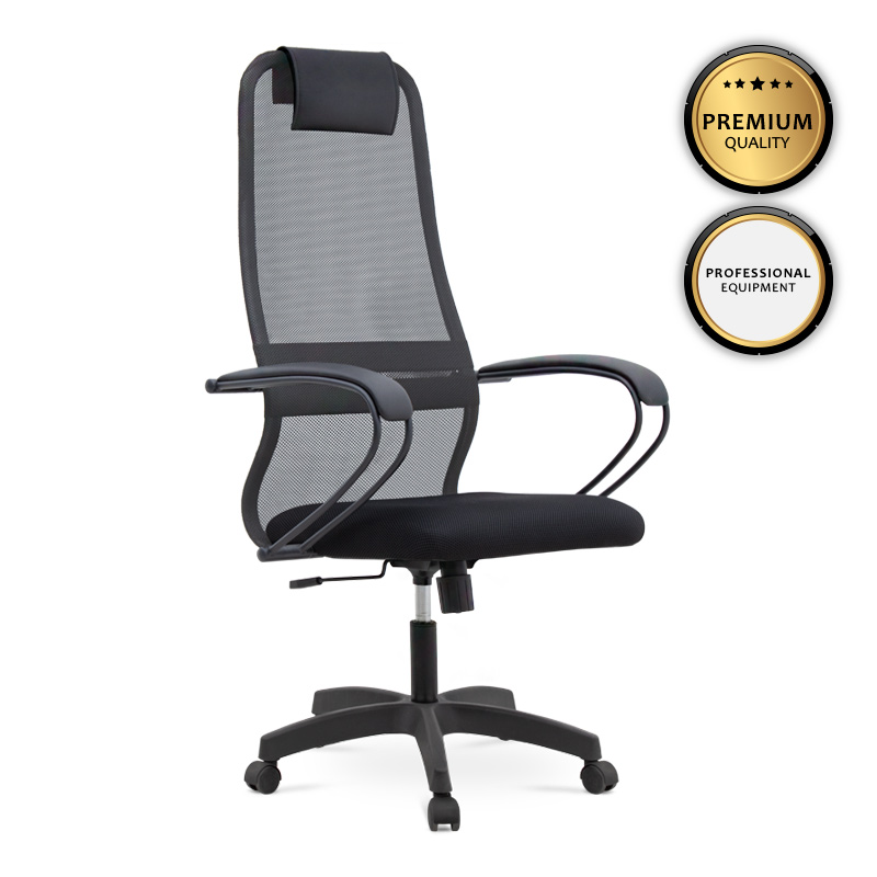 Καρέκλα γραφείου Prince Megapap με ύφασμα Mesh χρώμα γκρι – μαύρο 66,5x70x123/133εκ. – MegaPap – 0077692