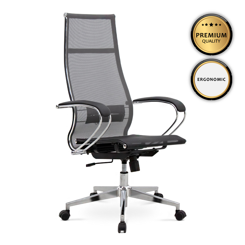 Καρέκλα γραφείου εργονομική Berta Megapap με ύφασμα Mesh σε γκρι – μαύρο 66,5x70x113,3/131εκ. – MegaPap – 0077711