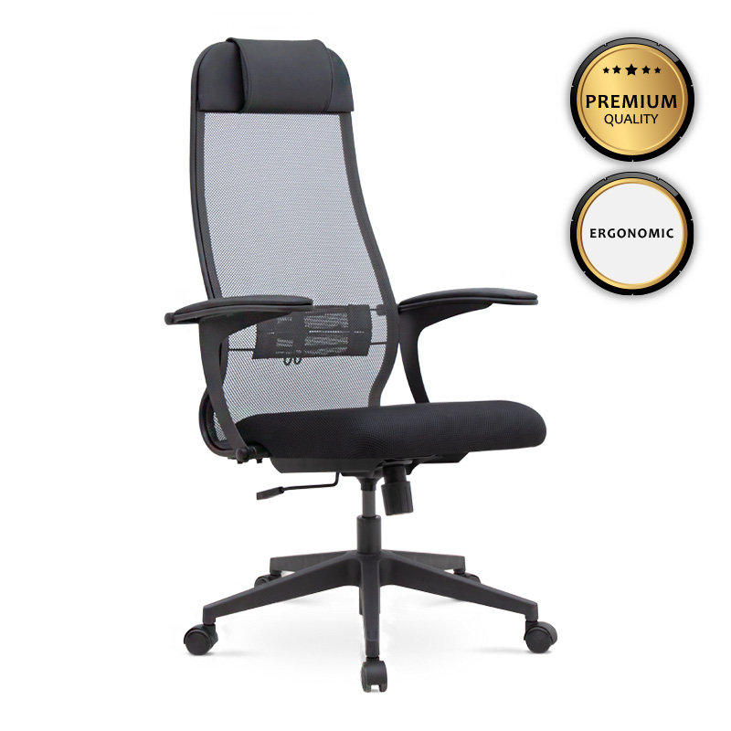 Καρέκλα γραφείου εργονομική Antonio Megapap με ύφασμα Mesh μαύρο – γκρι 66,5x70x111,8/133εκ. – MegaPap – 0077708