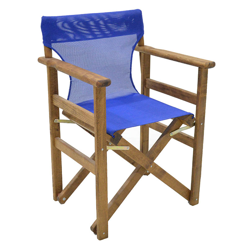 Πολυθρόνα σκηνοθέτη Klara Megapap ξύλινη μασίφ οξιά χρώμα καρυδί εμποτισμού με διάτρητο μπλε πανί 61x51x86εκ. (Σετ 2 Τεμάχια) - MegaPap - 0095083