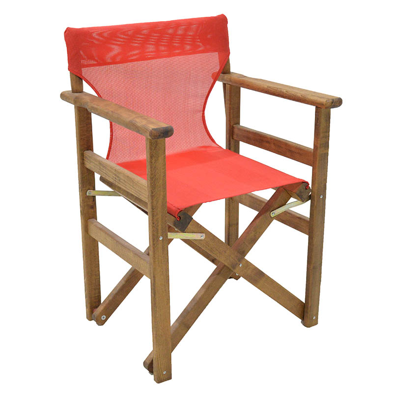 Πολυθρόνα σκηνοθέτη Klara Megapap ξύλινη μασίφ οξιά χρώμα καρυδί εμποτισμού με διάτρητο κόκκινο πανί 61x51x86εκ. (Σετ 2 Τεμάχια) – MegaPap – 0095073