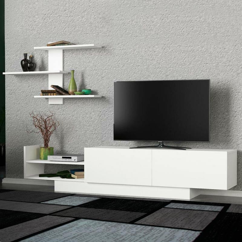 Σύνθεση τηλεόρασης Egemen Megapap από μελαμίνη χρώμα λευκό 180x32x40εκ. - MegaPap - 0212812 212165