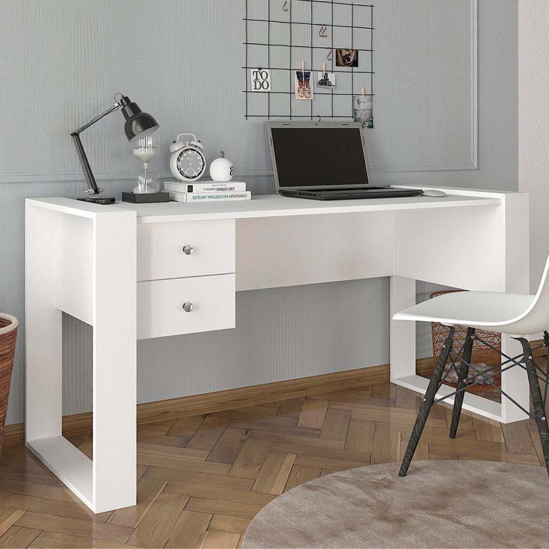 Γραφείο εργασίας Fernando Megapap από μελαμίνη χρώμα λευκό 158,4x60x72,2εκ. – MegaPap – 0216027