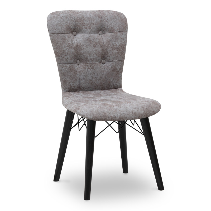 Καρέκλα τραπεζαρίας Palmira Megapap υφασμάτινη χρώμα γκρι – μαύρο πόδι 47x44x88εκ. (Σετ 2 Τεμάχια) – MegaPap – 0222813