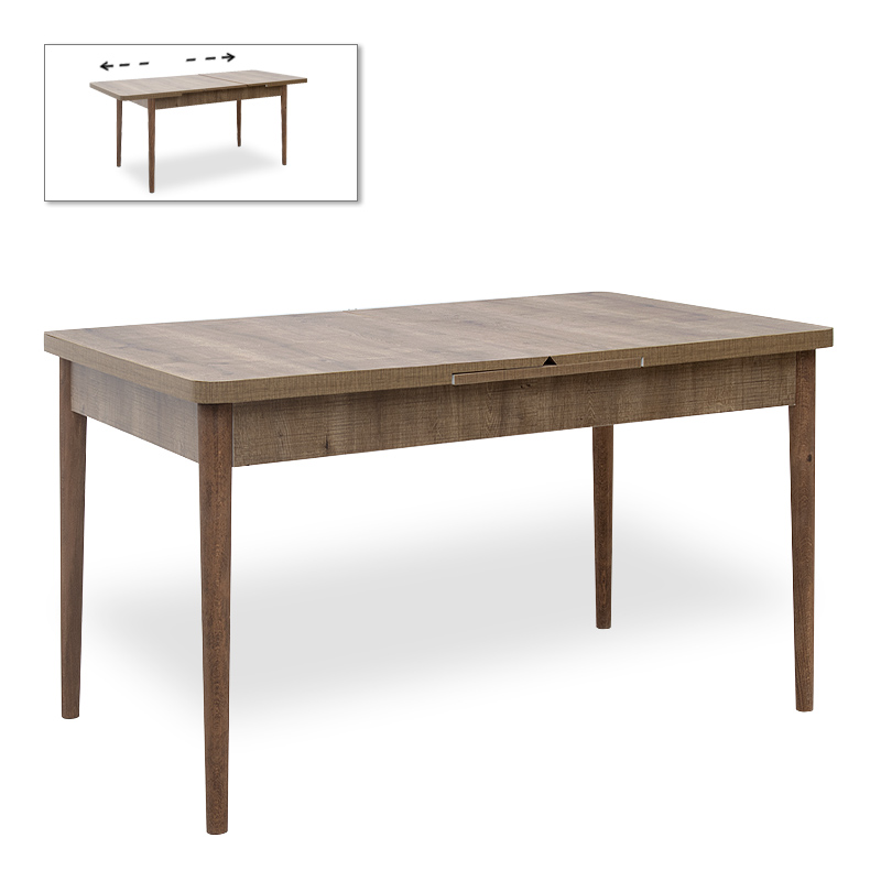 Τραπέζι Bruno Megapap επεκτεινόμενο από MDF/ ξύλο χρώμα ανοιχτό καρυδί 130/168x80x77εκ. – MegaPap – 0222831