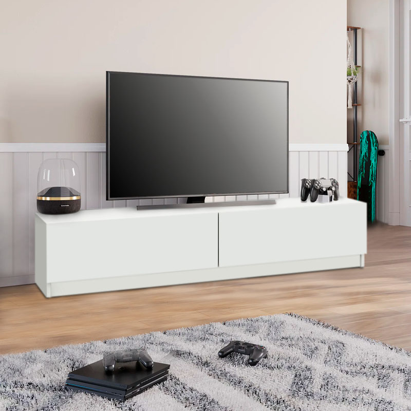 Έπιπλο τηλεόρασης Ahenk Megapap από μελαμίνη χρώμα λευκό 160×31,3×32,9εκ. – MegaPap – 0228134