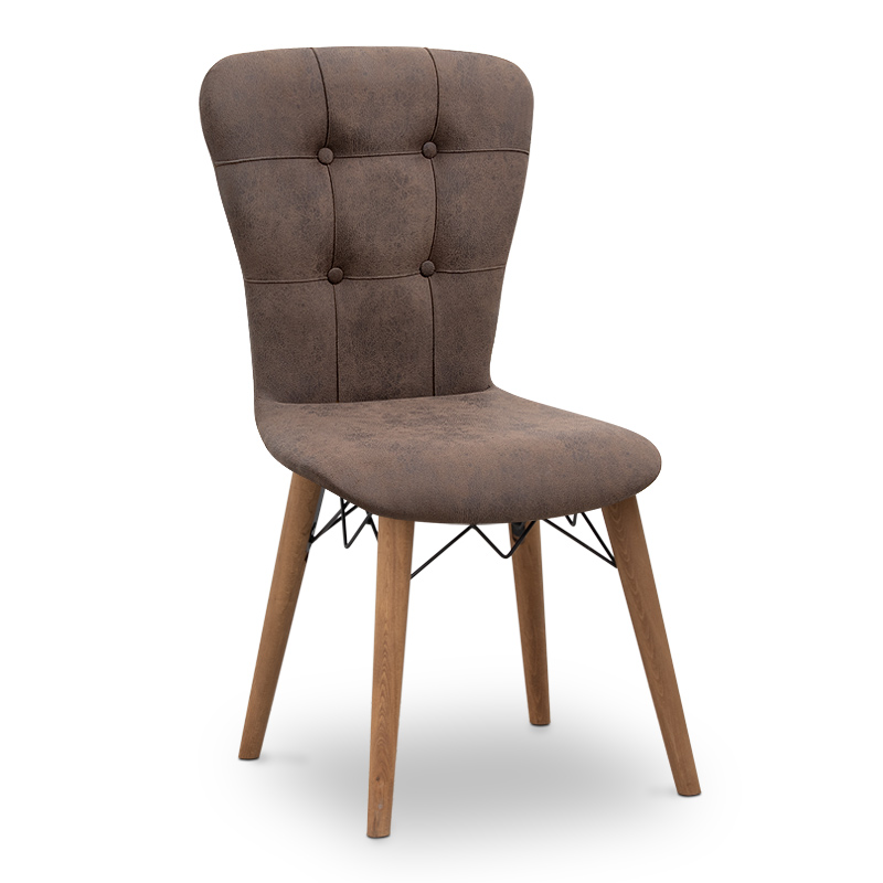 Καρέκλα τραπεζαρίας Palmira Megapap υφασμάτινη χρώμα καφέ – καρυδί πόδι 47x44x88εκ. (Σετ 2 Τεμάχια) – MegaPap – 0230212