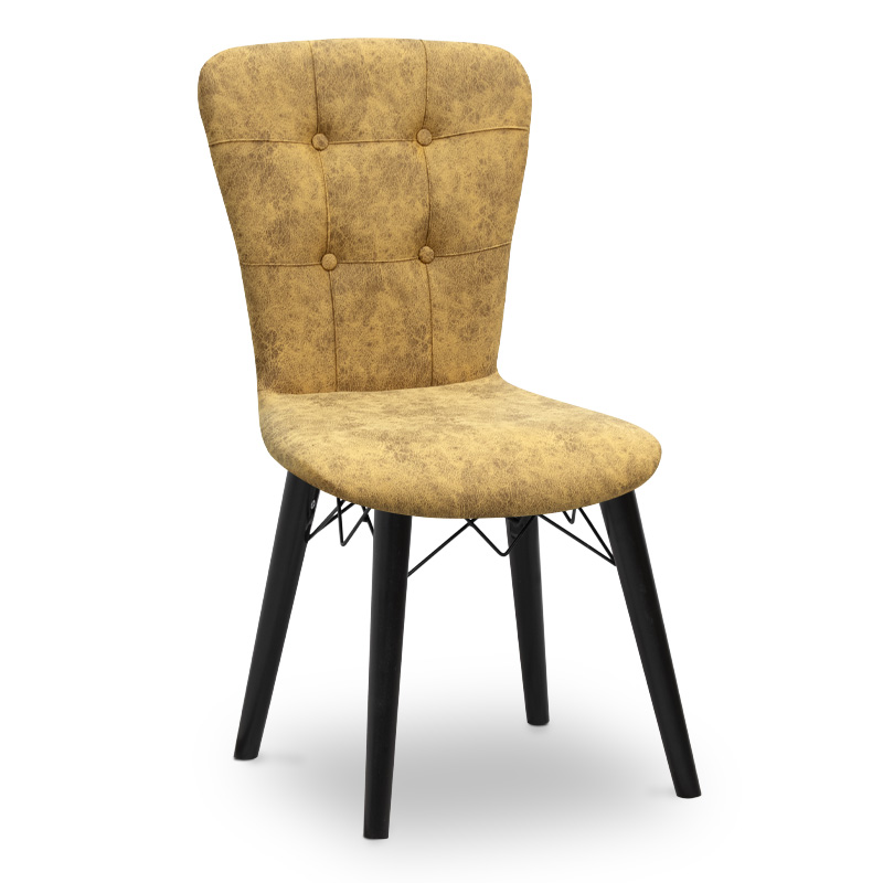 Καρέκλα τραπεζαρίας Palmira Megapap υφασμάτινη χρώμα μουσταρδί - μαύρο πόδι 47x44x88εκ. (Σετ 2 Τεμάχια) - MegaPap - 0230214