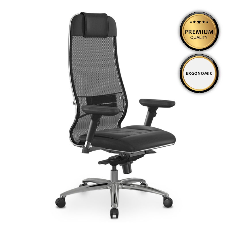 Καρέκλα γραφείου Samurai L1-2D Megapap εργονομική με ύφασμα TS Mesh και τεχνόδερμα χρώμα μαύρο 69x70x122/130εκ. – MegaPap – 0234146