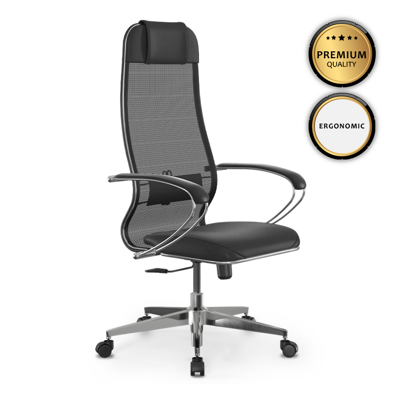 MegaPap Καρέκλα γραφείου Sit-1031672 Megapap εργονομική με διπλό ύφασμα Mesh και τεχνόδερμα χρώμα μαύρο 66x70x118/131εκ. - MegaPap - 0234151