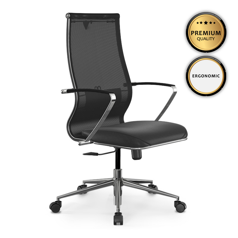 Καρέκλα γραφείου B2-163K Megapap εργονομική με ύφασμα Mesh και τεχνόδερμα χρώμα μαύρο 58x70x103/117εκ. – MegaPap – 0234142