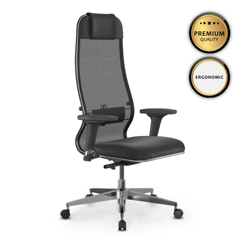Καρέκλα γραφείου Synchrosit-10 Megapap εργονομική με διπλό ύφασμα Mesh και τεχνόδερμα χρώμα μαύρο 65x70x121/134εκ. – MegaPap – 0234147
