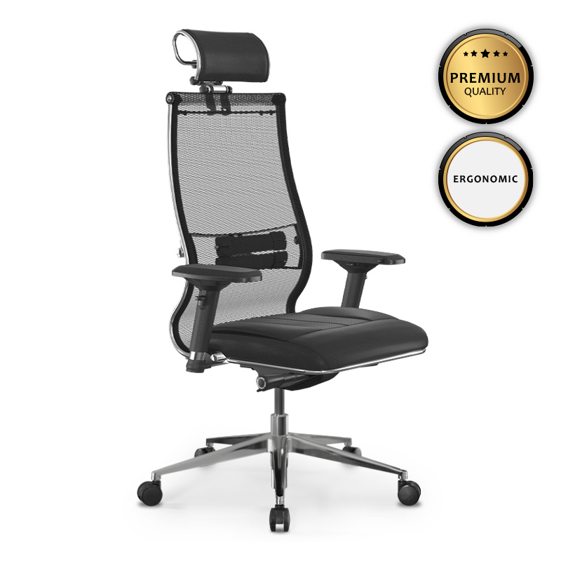 Καρέκλα γραφείου Samurai L2-6D Megapap εργονομική με ύφασμα TS Mesh και τεχνόδερμα χρώμα μαύρο 69x70x125/137εκ. – MegaPap – 0234145