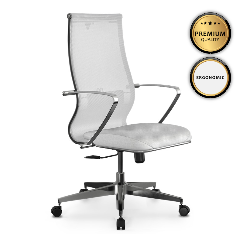 Καρέκλα γραφείου B2-163K Megapap εργονομική με ύφασμα Mesh και τεχνόδερμα χρώμα λευκό 58x70x103/117εκ. – MegaPap – 0234143