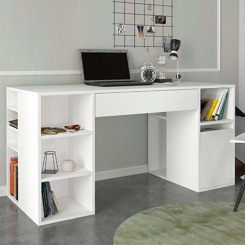 Γραφείο εργασίας Pontus Megapap από μελαμίνη χρώμα λευκό 145x60x74,4εκ. – MegaPap – 0216020
