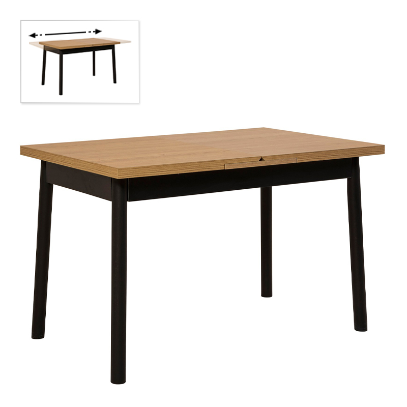 Τραπέζι Jemmy Megapap επεκτεινόμενο από μελαμίνη χρώμα φυσικό – μαύρο 120/153x75x77εκ. – MegaPap – 0234418