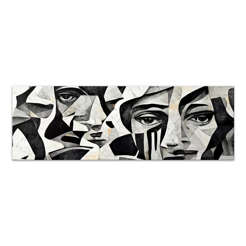 Πίνακας σε καμβά "Abstract Marble Faces" Megapap ψηφιακής εκτύπωσης 150x50x3εκ. - MegaPap - 0241217