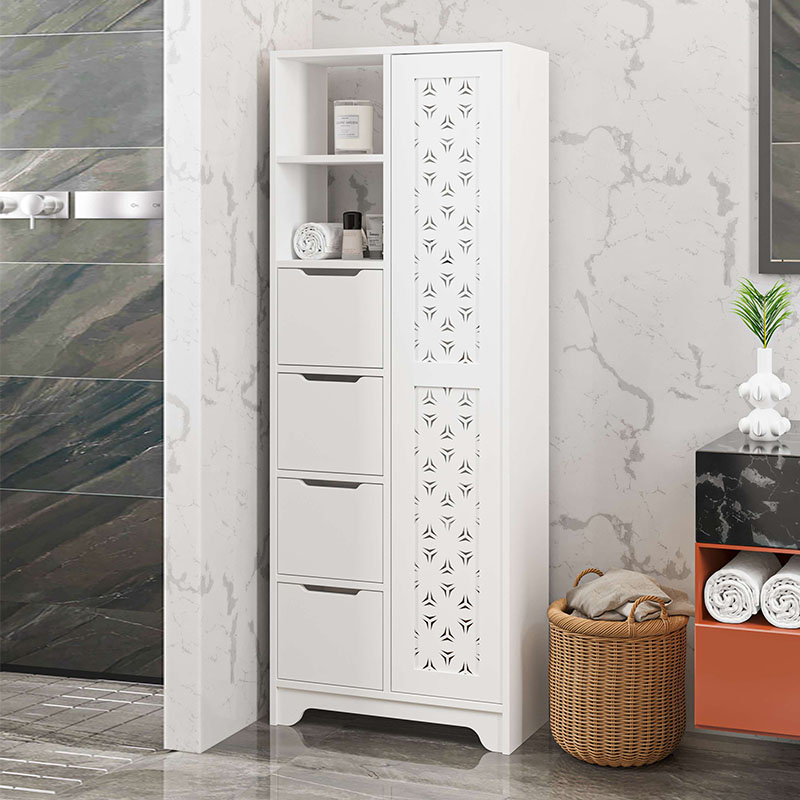 Ντουλάπι κουζίνας/μπάνιου Yada Maxi Megapap από μελαμίνη χρώμα λευκό 65,4×29,6×172,6εκ. – MegaPap – 0230423