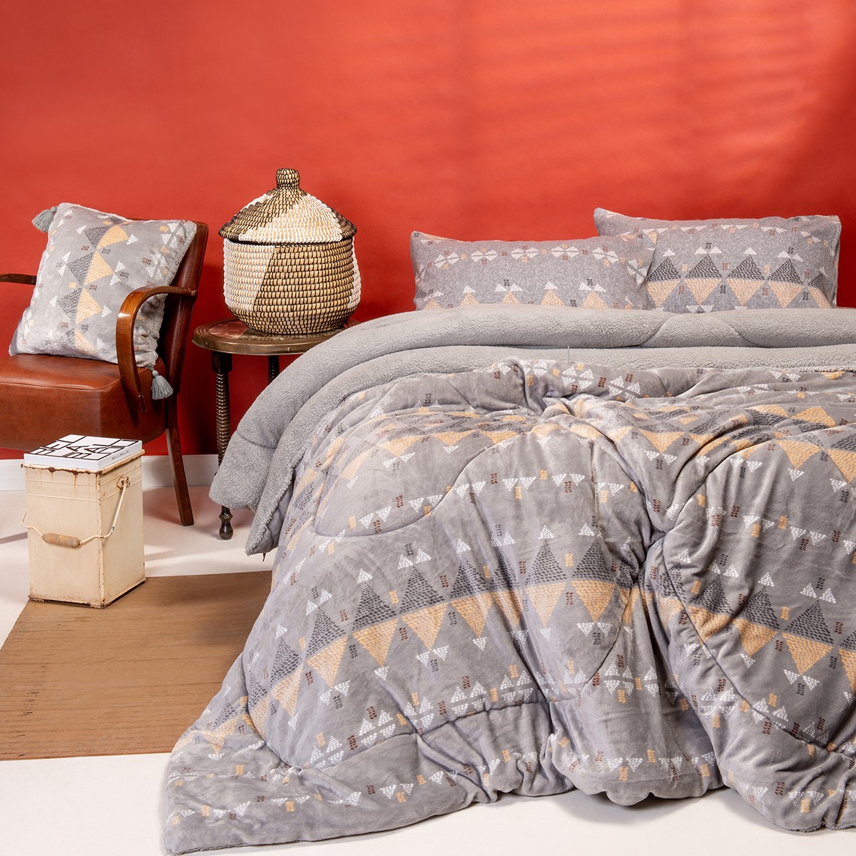 MELINEN Κουβερτοπάπλωμα Flannel-Sherpa Υπέρδιπλο 220x240εκ. Wampum Silver Melinen 2000045200 (Υλικό: Flannel 100%, Χρώμα: Ασημί , Ύφασμα: Sherpa) - MELINEN - 2000045200