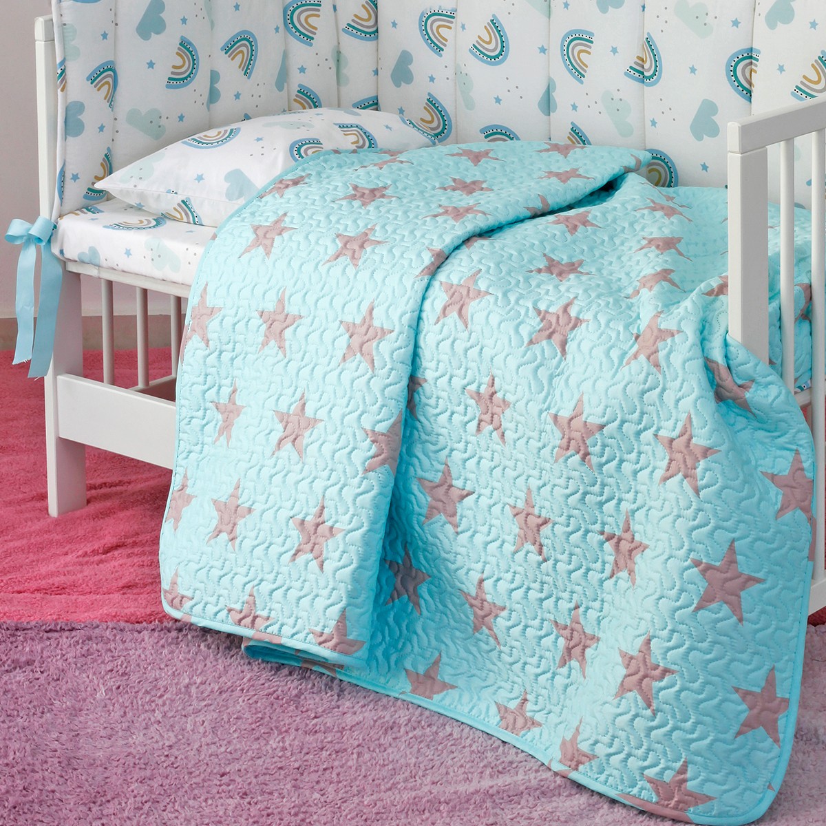 MELINEN Κουβερλί Microfiber Κούνιας 110x160εκ. Star Boy Melinen 2000040000 (Ύφασμα: Microfiber, Χρώμα: Aqua, Μέγεθος: Κούνιας) - MELINEN - 2000040000