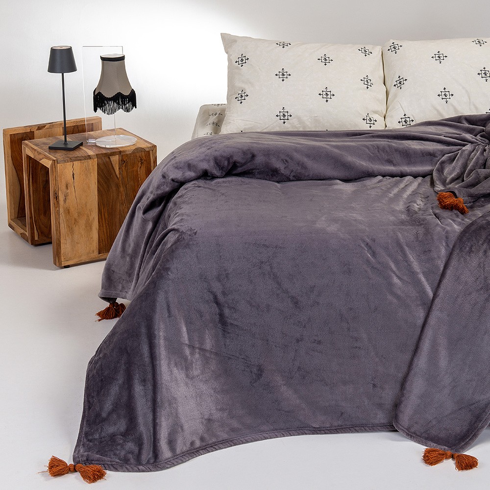 Κουβέρτα Fleece Υπέρδιπλη (220×240) Melinen Berlin Dark Grey