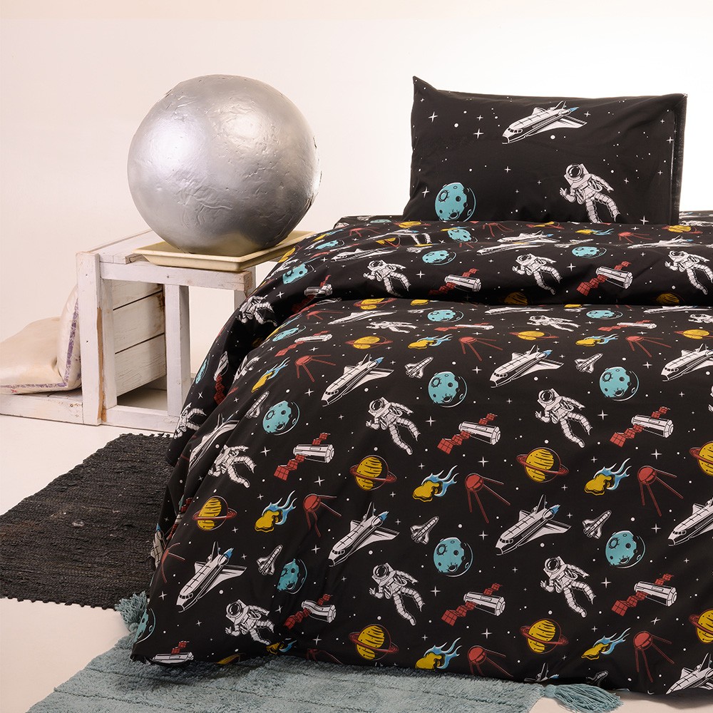Σετ σεντονια μονα (λ) planet black kids line 100χ200+32