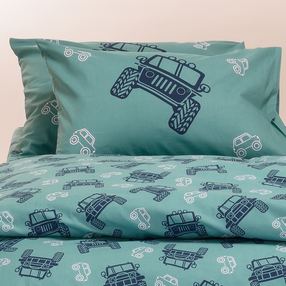 Ζεύγος Μαξιλαροθήκες Βαμβακερές 50x70εκ. Trucks Aqua Ki
