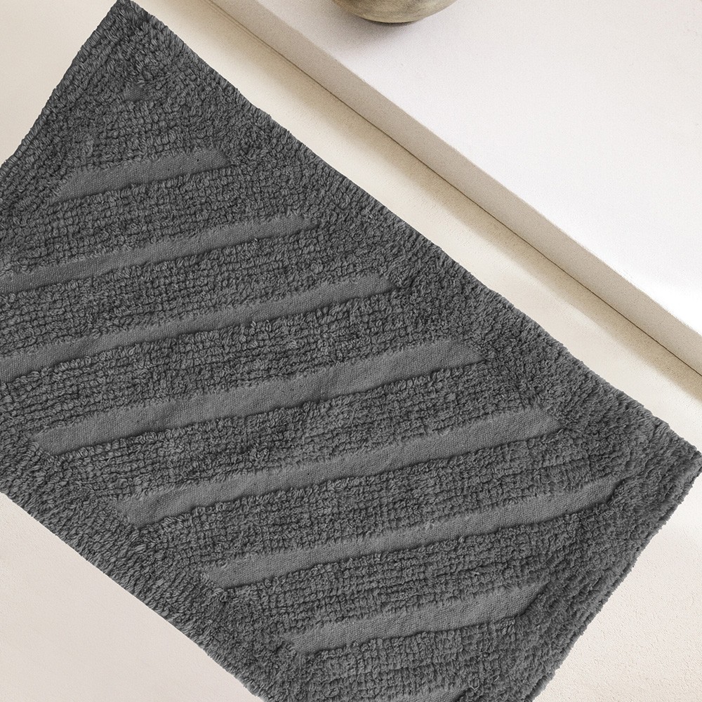 Ταπέτο Μπάνιου Αντιολισθητικό Βαμβακερό 40x60εκ. Task Dark Grey Melinen 20003560...