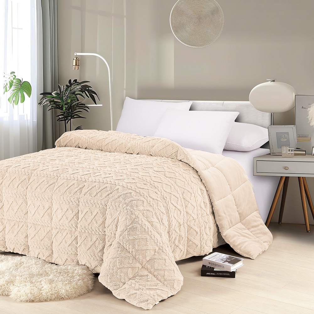 MELINEN Κουβερτοπάπλωμα Flannel-Sherpa Μονό 160x220εκ. Ecrou Silver Melinen 20003765 (Υλικό: Flannel 100%, Χρώμα: Εκρού , Ύφασμα: Sherpa, Μέγεθος: Μονά) - MELINEN - 20003765