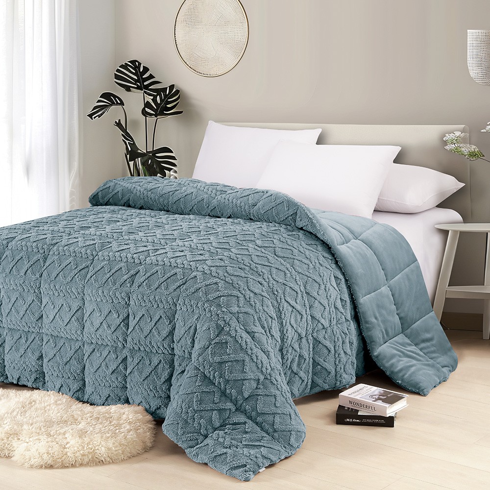 MELINEN Κουβερτοπάπλωμα Flannel-Sherpa Υπέρδιπλο 220x240εκ. Ian Petrol Melinen 20003772 (Υλικό: Flannel 100%, Χρώμα: Πετρόλ , Ύφασμα: Sherpa) - MELINEN - 20003772