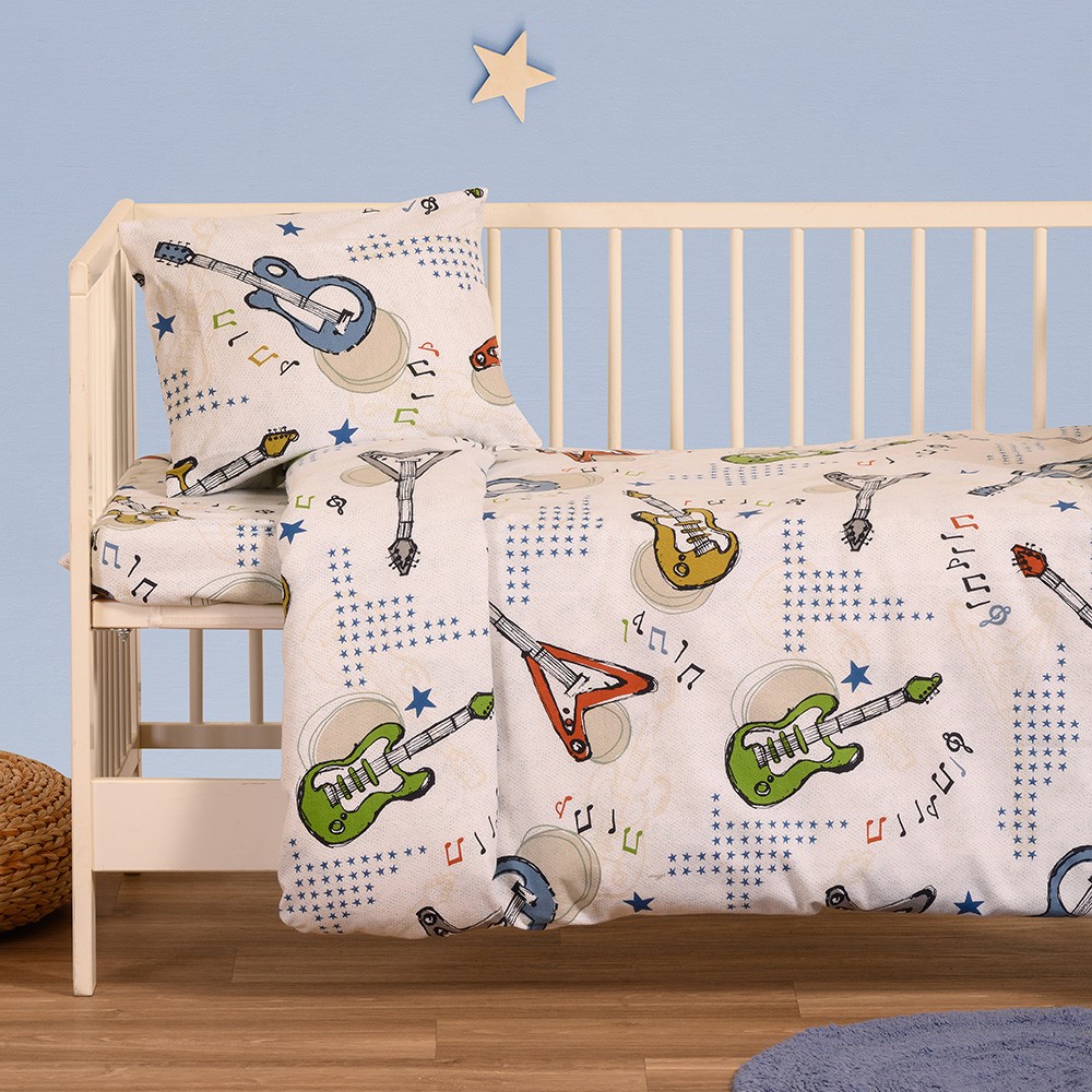 Παπλωματοθήκη Φανελένια Κούνιας 110x160εκ. Music Ice Wi