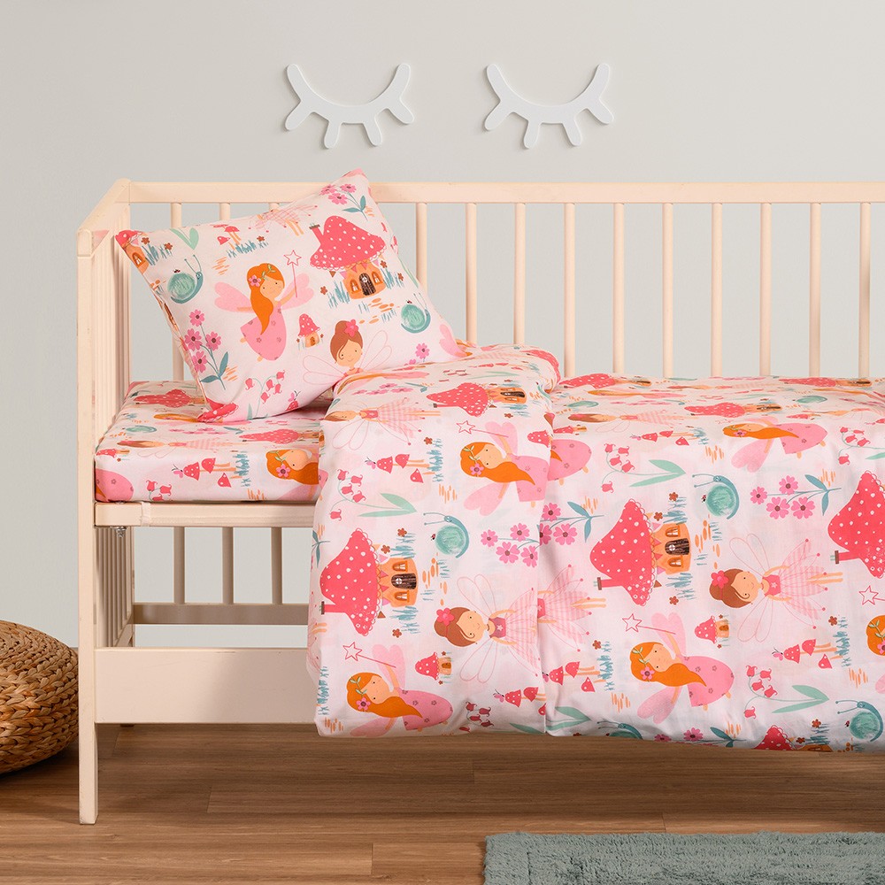 MELINEN - ΣΗΜΑΝΤΙΚΟ: Σε περίπτωση διαφοράς τιμής από το κατάστημα ισχύει παντα και μόνο η τιμή του καταστήματος Παπλωματοθήκη Βαμβακερή Κούνιας 110x160εκ. Magic Pink B