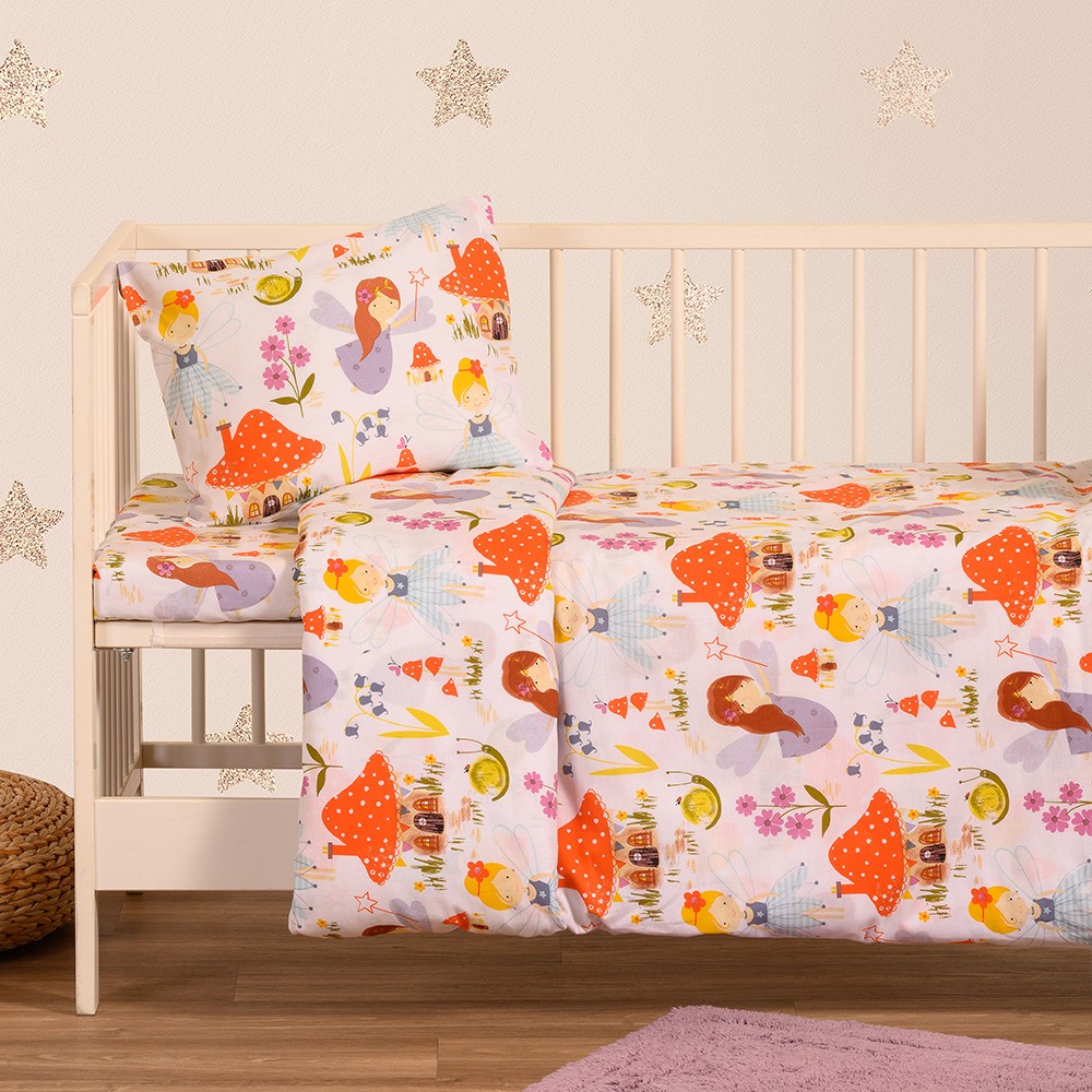 Παπλωματοθήκη Βαμβακερή Κούνιας 110x160εκ. Magic Peach Baby Line Melinen 20004410...