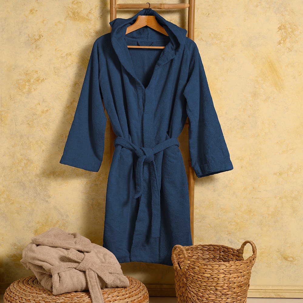 Μπουρνούζι Ενηλίκων Βαμβακερό Medium Bloom Navy Blue Melinen 20003836 (Ύφασμα:...