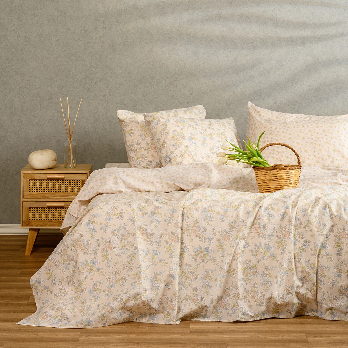 Παπλωματοθήκη Polycotton Υπέρδιπλη 225x245εκ. Chloe Pea