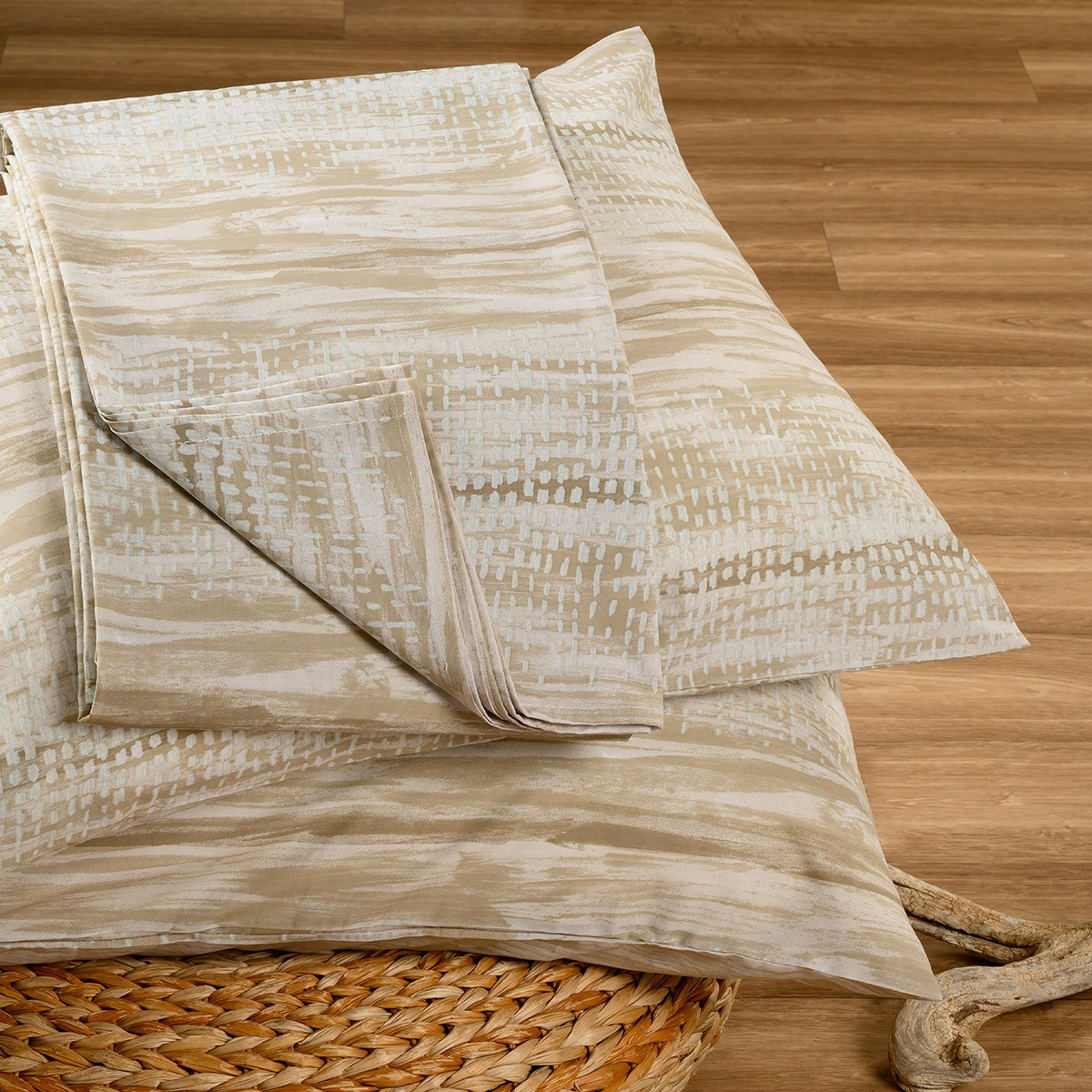 MELINEN Σετ Σεντόνι Με 1 Μαξιλαροθήκη Polycotton Μονό Με Λάστιχο 100x200+32εκ. Fuji Mocca Casual Line Mini Melinen 20004821 (Τύπος κατωσέντονου: Με Λάστιχο, Ύφασμα: 50% Cotton-50% Polyester, Χρώμα: Μπεζ, Μέγεθος: Μονά) - MELINEN - 20004821