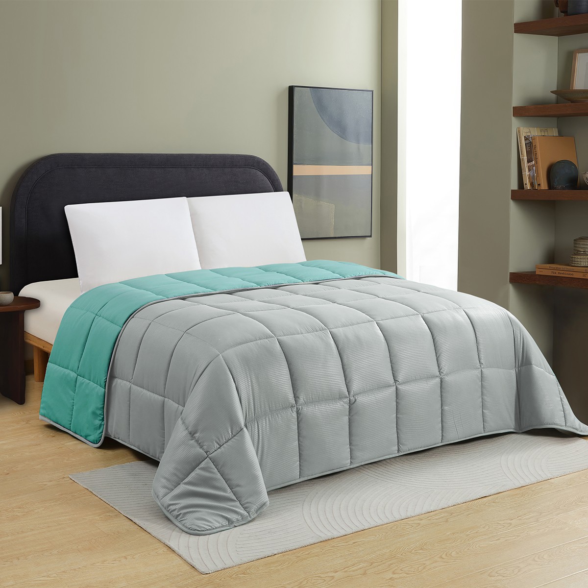 Πάπλωμα 2 Όψεων Microfiber Μονό 160x220εκ. Brooklyn Grey-Petrol Melinen 20004990...