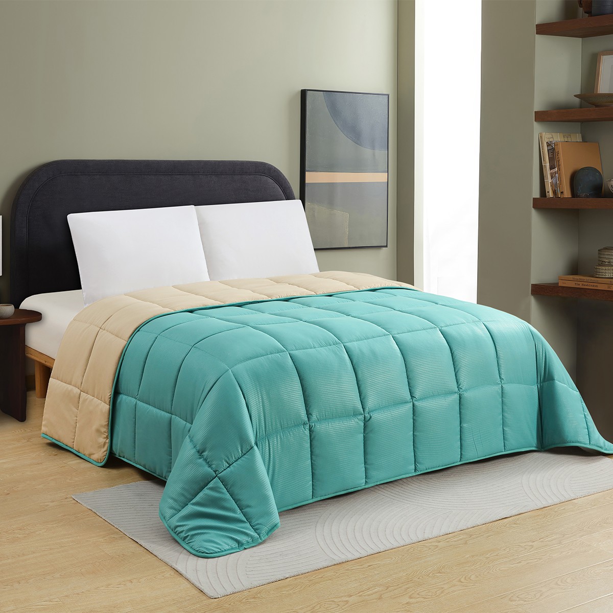 MELINEN Πάπλωμα 2 Όψεων Microfiber Υπέρδιπλο 220x240εκ. Brooklyn Petrol-Beige Melinen 20004992 (Ύφασμα: Microfiber, Χρώμα: Μπεζ, Μέγεθος: Υπέρδιπλα) - MELINEN - 20004992