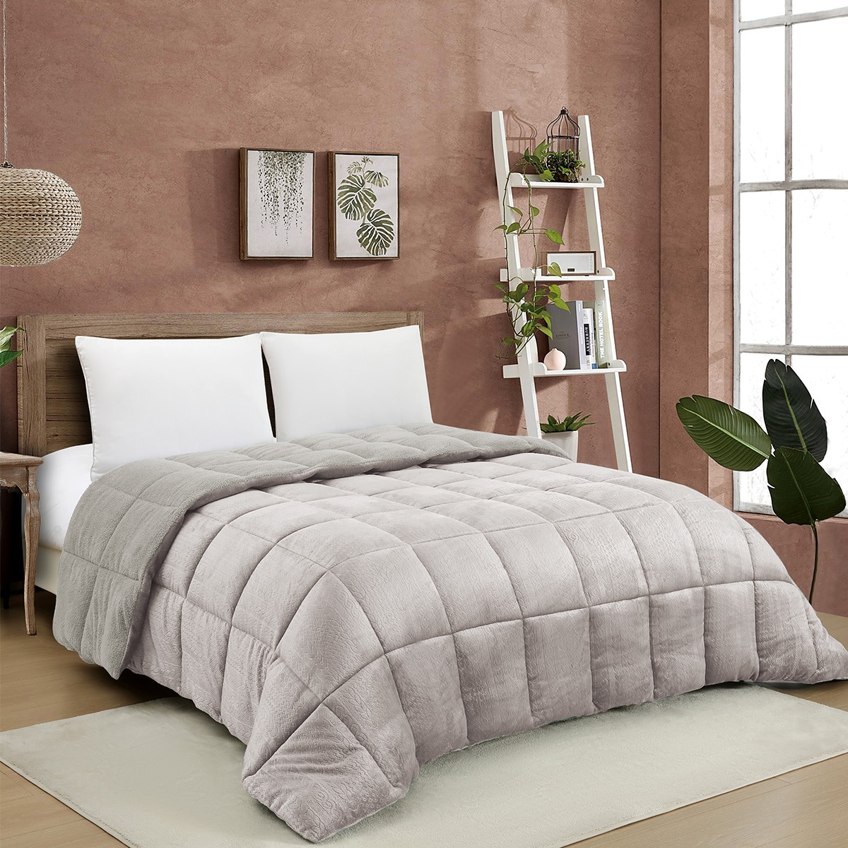 MELINEN Κουβερτοπάπλωμα Flannel-Sherpa Μονό 160x220εκ. Shelby Greige Melinen 20004975 (Υλικό: Flannel 100%, Ύφασμα: Sherpa, Χρώμα: Greige) - MELINEN - 20004975