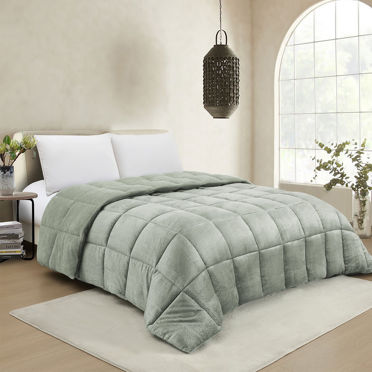 MELINEN Κουβερτοπάπλωμα Flannel-Sherpa Υπέρδιπλο 220x240εκ. Shelby Soft Olive Melinen 20004977 (Υλικό: Flannel 100%, Χρώμα: Λαδί, Ύφασμα: Sherpa) - MELINEN - 20004977