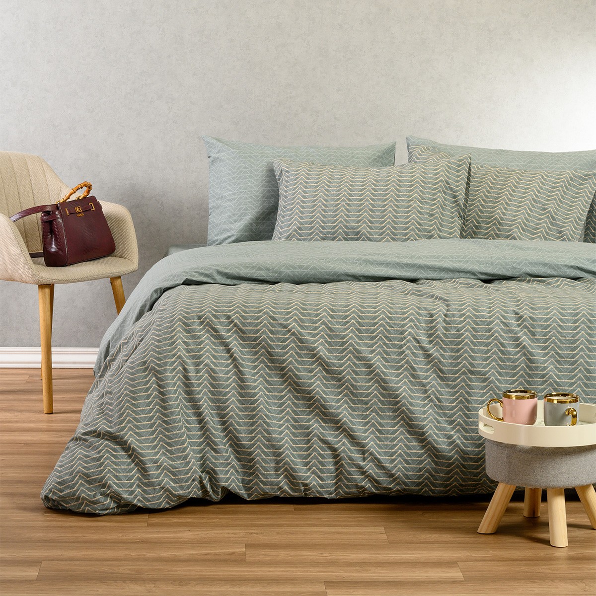 Σετ Σεντόνια Βαμβακερά Υπέρδιπλα 235x270εκ. Paris Aqua Ultra Line Melinen...