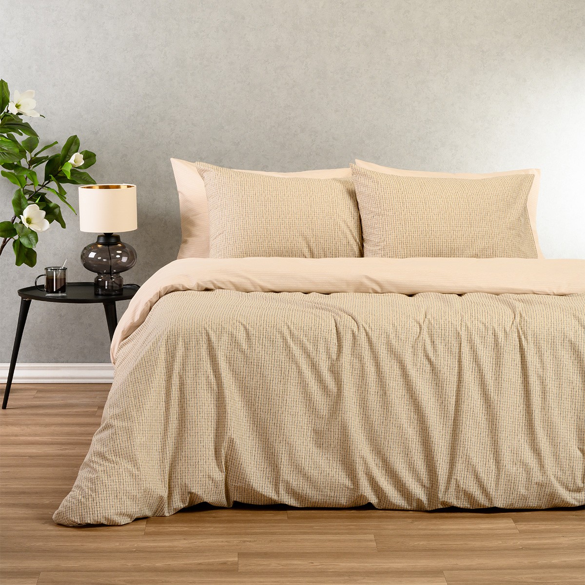 Σετ Σεντόνια Polycotton Μονά Με Λάστιχο 100x200+32εκ. Davide Beige Casual...