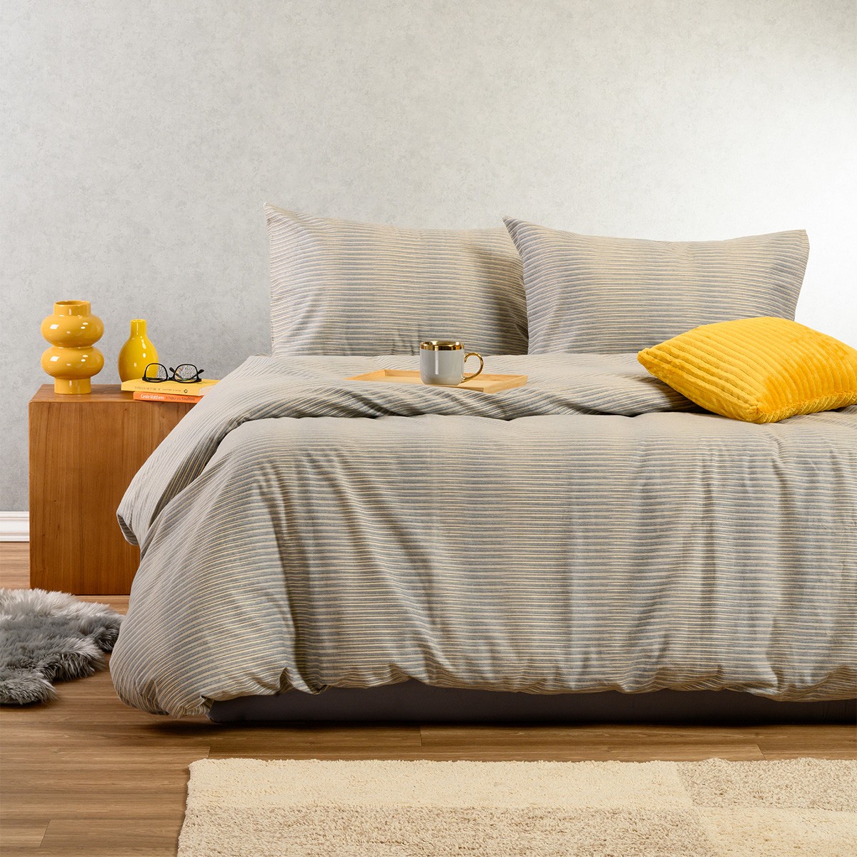 Σετ Σεντόνια Φανελένια Μονά 170x260εκ. Trinity Grey Winter Line Melinen 20004996 (Τύπος κατωσέντονου: Χωρίς Λάστιχο, Ύφασμα: Φανέλα, Χρώμα: Γκρι, Μέγεθος: Μονά) - MELINEN - 20004996