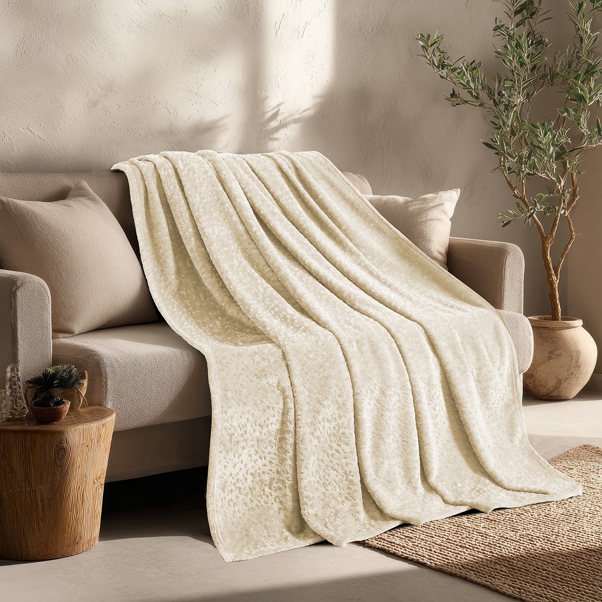 Ριχτάρι Flannel Πολυθρόνας 130x170εκ. Giza Ecru Melinen 20005197 (Ύφασμα: Polyester,...