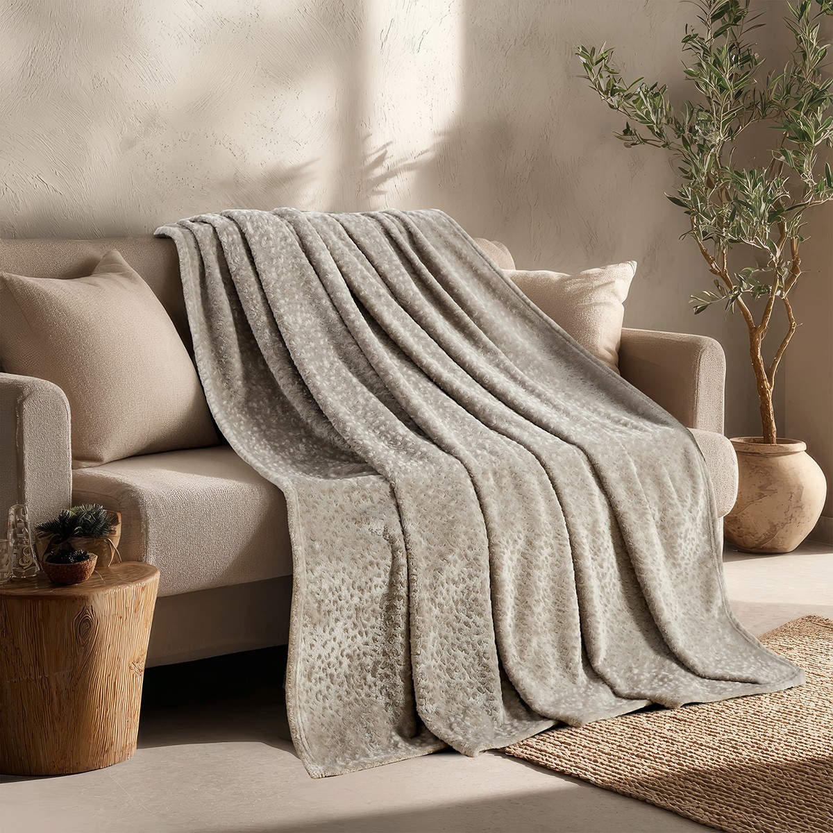 Ριχτάρι Flannel Πολυθρόνας 130x170εκ. Giza Greige Melin