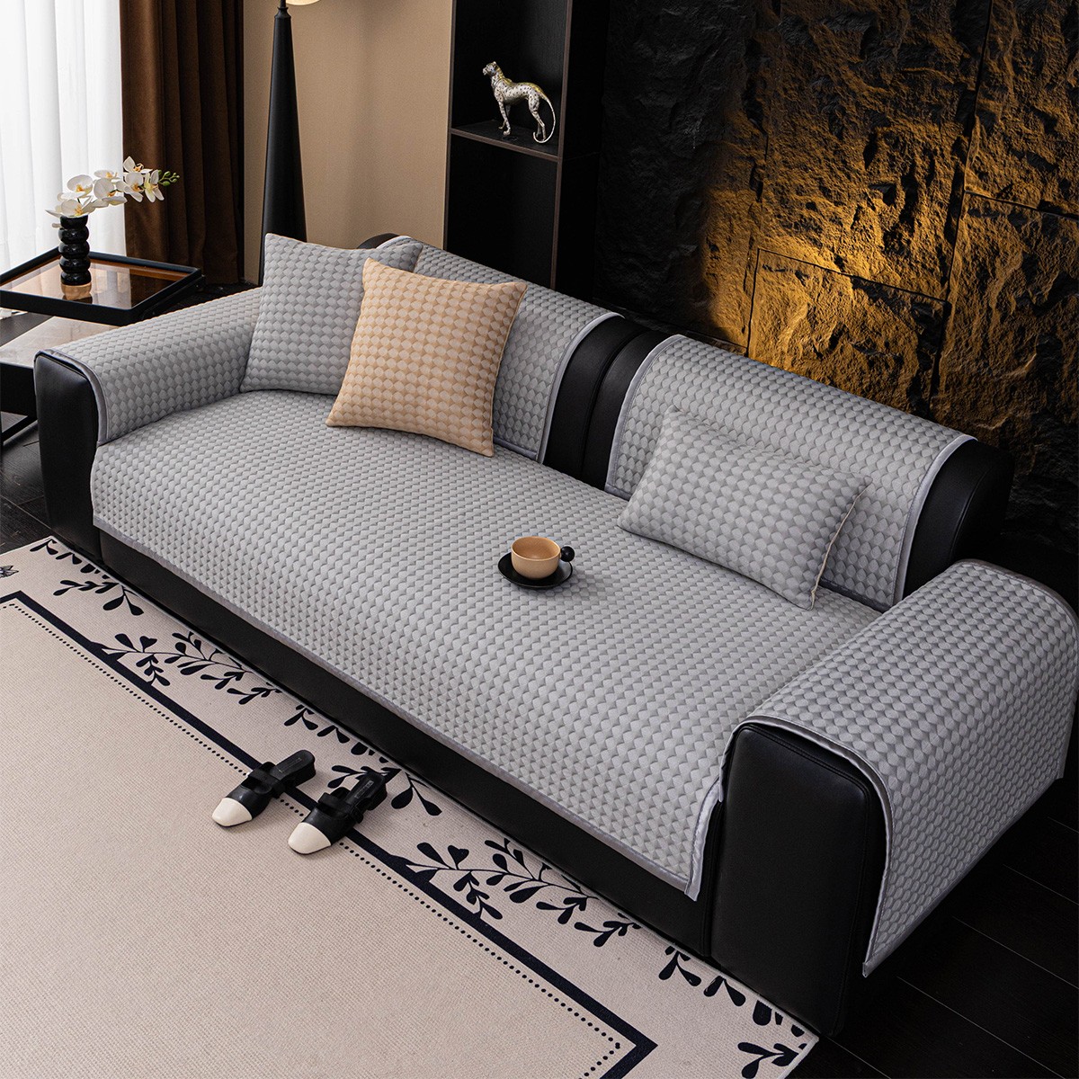 Ανώστρωμα Για Διθέσιο Καναπέ Polyester 90x180εκ. Soleil Grey Melinen 20005667 (Ύφασμα: Polyester, Χρώμα: Γκρι) - MELINEN - 20005667