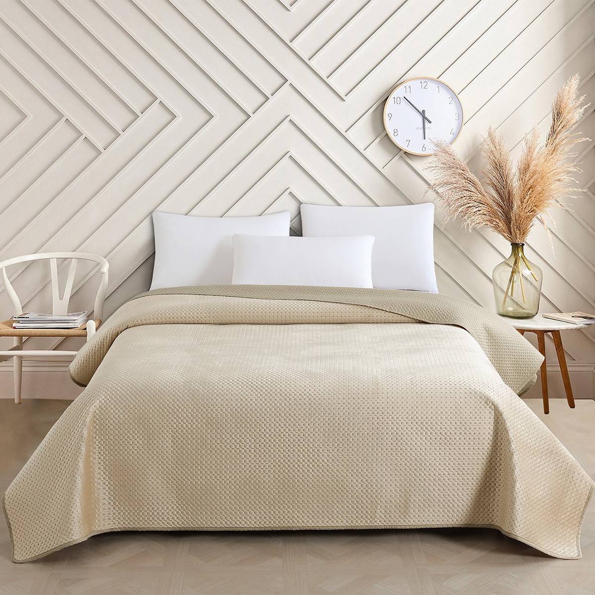 Κουβερλί Ultrasonic Polyester Υπέρδιπλο 220x240εκ. Omnia Greige Melinen 20005726 (Ύφασμα: Polyester, Μέγεθος: Υπέρδιπλα, Χρώμα: Greige) - MELINEN - 20005726