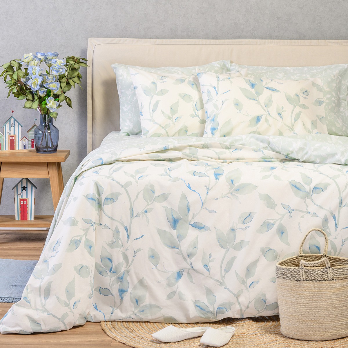 Σετ Σεντόνια Βαμβακερά Υπέρδιπλα Με Λάστιχο 160x200+32εκ. Pearl Blue Ultra Line Melinen 20005812 (Ύφασμα: Βαμβάκι 100%, Τύπος κατωσέντονου: Με Λάστιχο, Χρώμα: Μπλε, Μέγεθος: Υπέρδιπλα) - MELINEN - 20005812